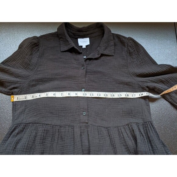 We Are Sundays Black Sage Shirt Dress Maxi Midi Collared Pockets Small - Picture 3 of 9